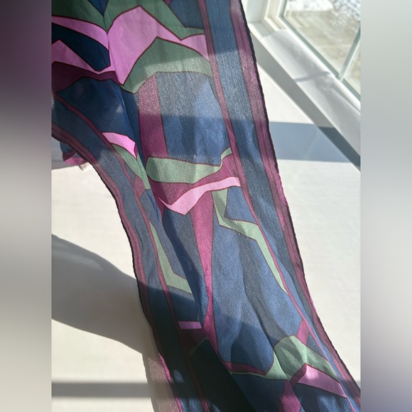 Monique Martin 100% Silk Scarf 1970s Mod Geometric Pop Art - Picture 5 of 9